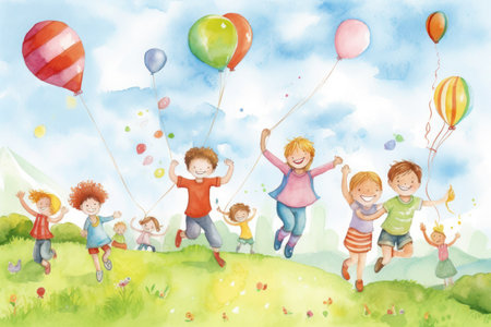 Happy World Childrens Day Concept. AI Generatedの素材