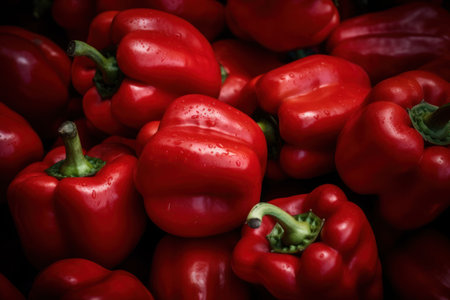 Sweet red bell pepper, eat local, organic market foodの素材