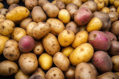 Potatoes harvest, eat local, organic market foodの素材