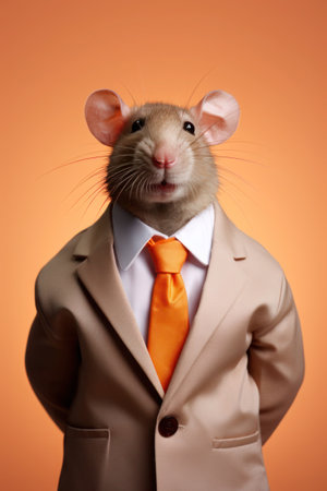 Rat or mouse wearing human clothes, stylish businessmanの素材