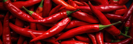 Spicy red chili pepper, eat local, organic market food, bannerの素材