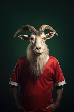 Goat wearing human clothes, sportsmanの素材