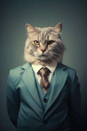 Cat wearing human clothes, stylish businessmanの素材