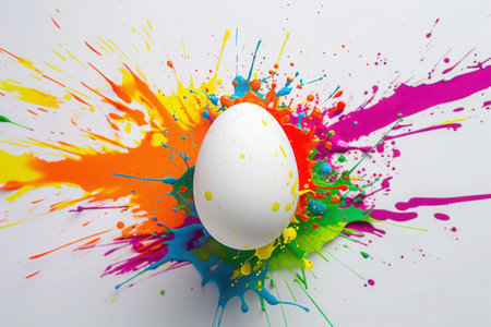 Abstract Creative Easter egg inside colourful explosionの素材