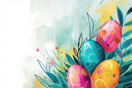 Easter pastel greeting card with copy spaceの素材
