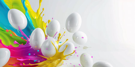 Abstract Creative Easter egg inside colourful explosionの素材