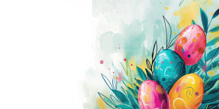 Easter pastel greeting card with copy spaceの素材