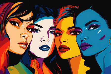 Pop art style, International Womens day greeting cardの素材
