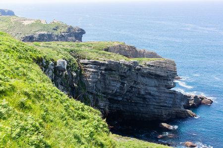 Rocky coastline of Atlantic ocean near Santander, Cantabriaの写真素材