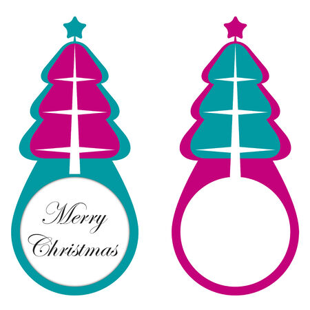 Colorful Christmas tree - label  Vector illustration のイラスト素材