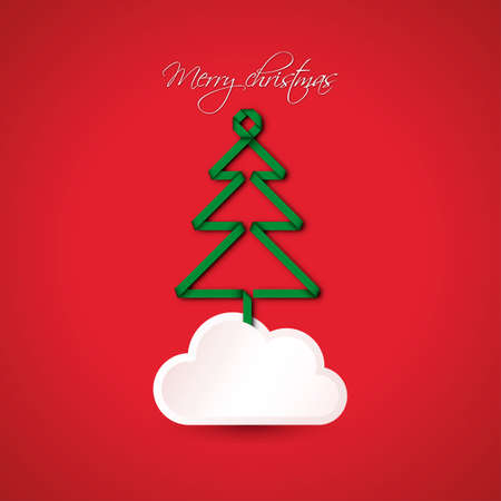 Stylized ribbon Christmas tree, greeting card.のイラスト素材