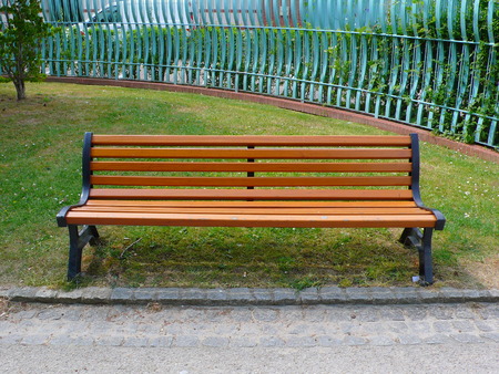 bench in a street, Franceの写真素材