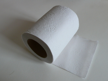 Toilet paper on white の写真素材