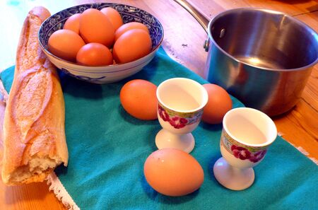 herb tea, bowl and teapot on table, interiorの写真素材