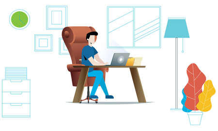 Man working in a office to grow more moneyのイラスト素材