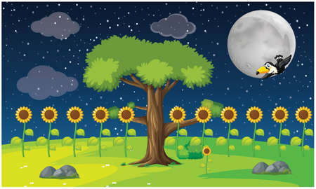 abstract night view of a gardenのイラスト素材