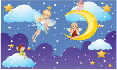 angels are visible in the night skyの写真素材