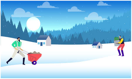 Ice and material collector in winter snowのイラスト素材