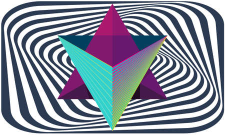combination of triangle make a star on abstract box background