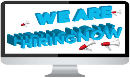 hiring advertisement on desktop screen with effects