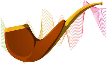 wooden tobacco pipe on abstract wave backgroundのイラスト素材