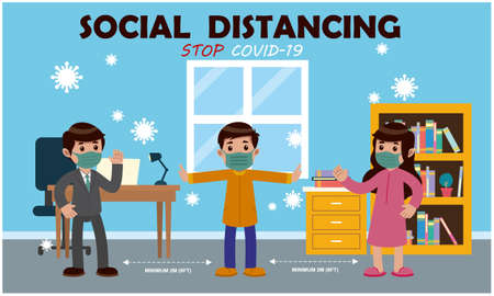 keep social distance from everyone to spread germsのイラスト素材