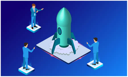 engineers are ready with rocket at launch pad