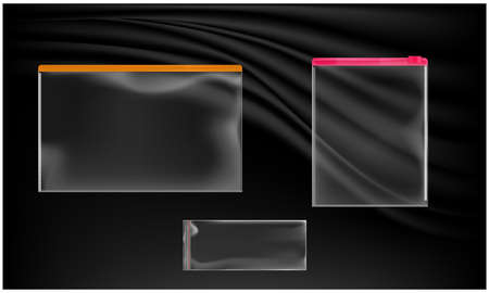 mock up illustration of transparent pouch with lock on abstract backgroundのイラスト素材