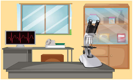 mock up illustration of microscope in testing labのイラスト素材