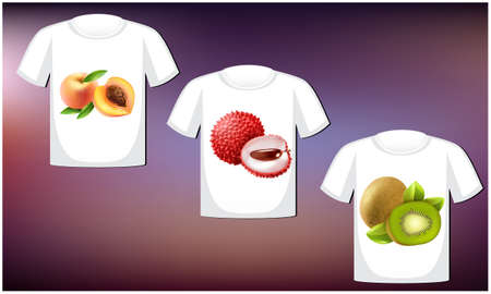 mock up illustration of male wear with fruit art on abstract backgroundのイラスト素材