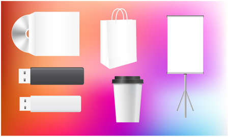 mock up illustration of corporate merchandise identity on abstract backgroundのイラスト素材