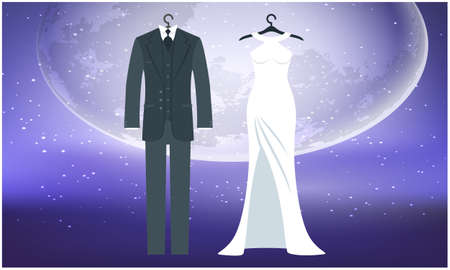 mock up illustration of couple fashion wear on abstract backgroundのイラスト素材