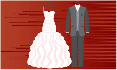 mock up illustration of couple fashion wear on abstract backgroundのイラスト素材