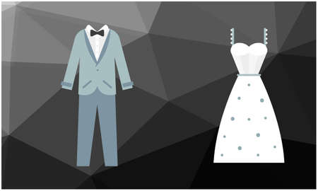 mock up illustration of couple wedding dress on abstract background
