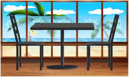 mock up illustration of couple table in a restaurantのイラスト素材