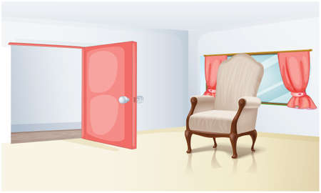 mock up illustration of realistic big chair in a roomのイラスト素材