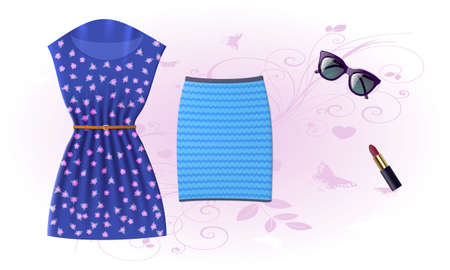 mock up illustration of female casual wear on abstract backgroundのイラスト素材