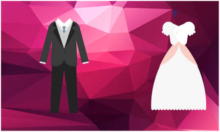 mock up illustration of couple wedding dress on abstract backgroundのイラスト素材