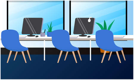 mock up illustration of empty workspace in office