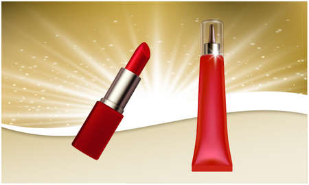 mock up illustration of female lip care product on abstract backgroundのイラスト素材