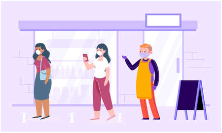 girls are going to the market for shoppingのイラスト素材