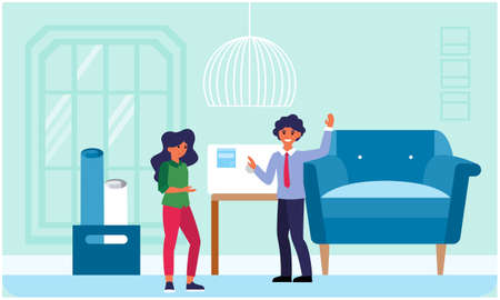 couple is working together in officeのイラスト素材