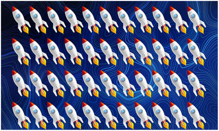 digital textile design of space craft on abstract backgroundの写真素材