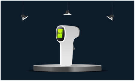 mock up illustration of infrared thermometer on podiums