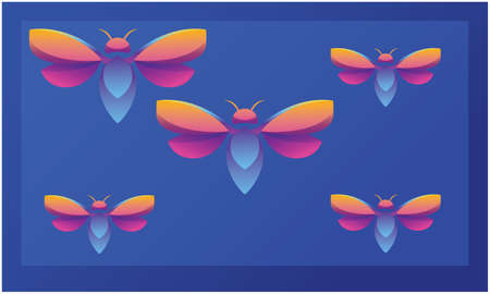 different colorful butterfly on abstract dark backgroundのイラスト素材