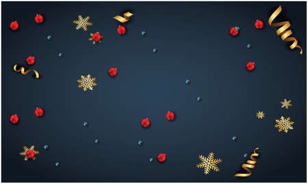 Various Christmas objects on abstract dark background