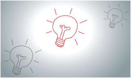 small and big shape of bulb glowing on abstract backgroundのイラスト素材