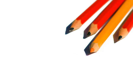 Pencils with focus on the yellow colored pencilの写真素材