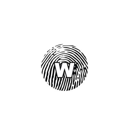 w letter logo, finger scan logo,concept flat vector logo templateのイラスト素材