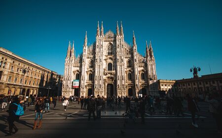 MILAN, ITALY - FEBRUARY 5: People walking in Piazza del Duomo (Cathedral Square) on February 5, 2016, Milan, Italyのeditorial素材